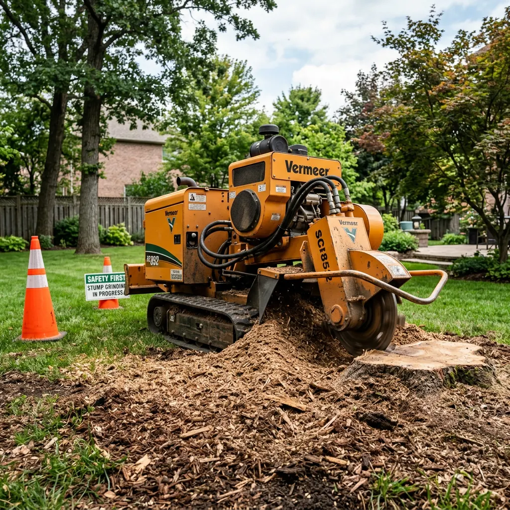 Mike, veteran owner of Just Stumps AL, working with stump grinding equipment